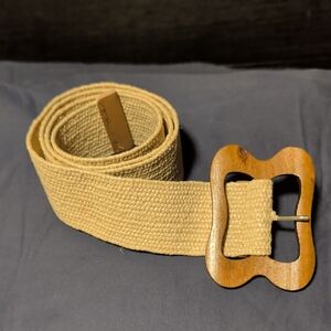 Natural Woven Belt with Wooden Buckle